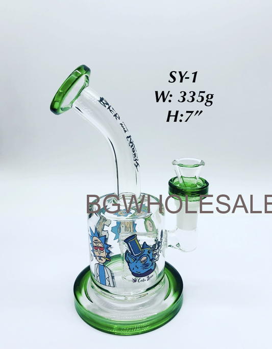 7" Rick and Morty Glass Water Pipe
