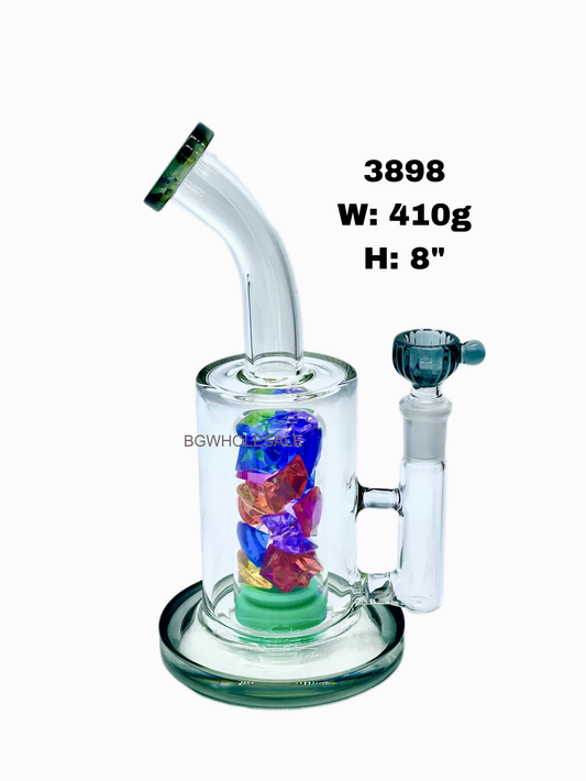 8" Diamond Pec Glass Bong