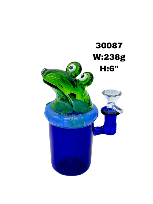 6" Colored Frog Glass Bong Water Pipe