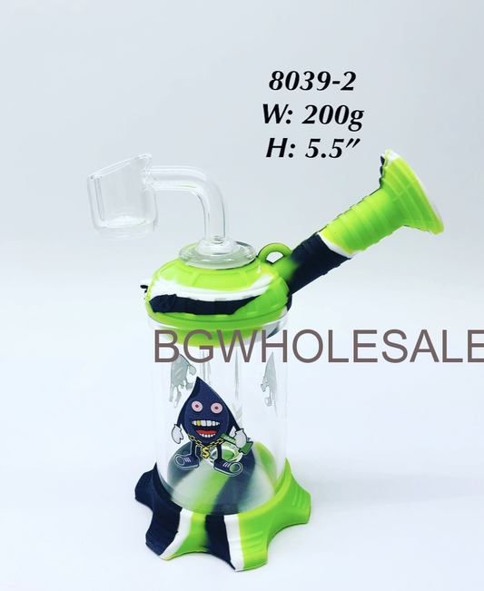 5.5" Glass Dab Rig with Detachable Silicone Base and Mouthpiece