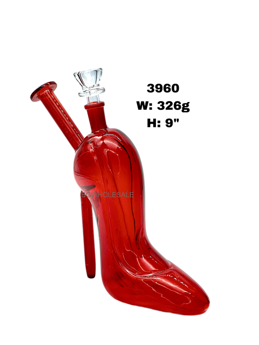 9" High Heel Shoe Glass Water Pipe