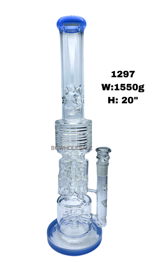20"  Multi Perc Ice Catchers Straight Tube Glass Bong Water Pipe