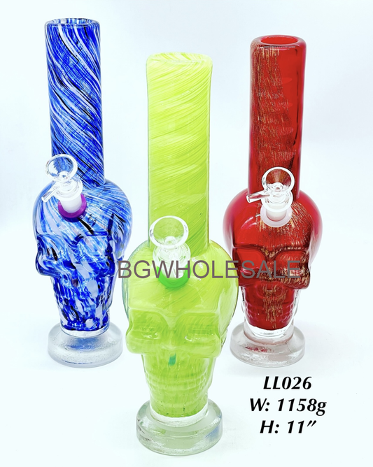 11" Skull Chamber Soft Glass Water Pipe