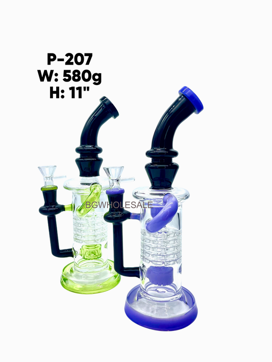 11" Showerhead Matrix Perc Glass Bong Recycler Dab Rig