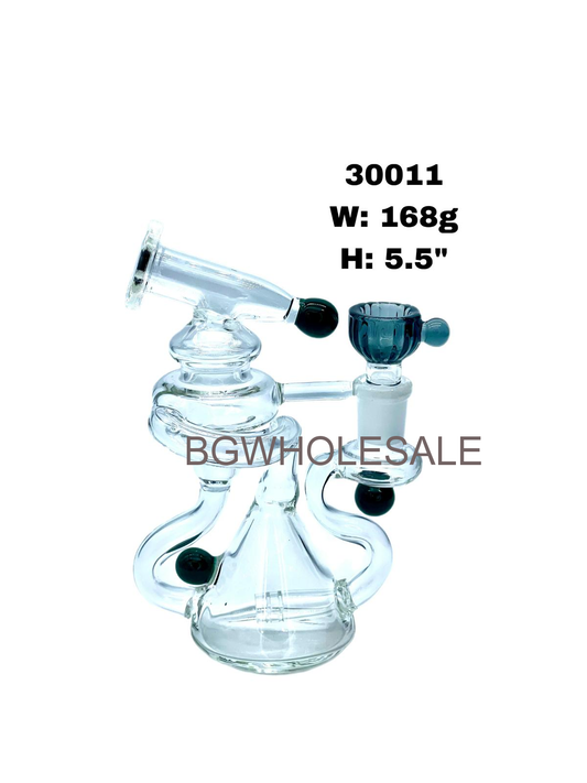 5.5" Clear Glass Recycler Dab Rig with Beads
