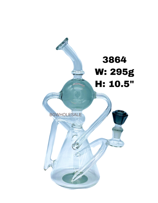 10.5" Recycler Glass Dab Rig Beaker and Ball Chamber