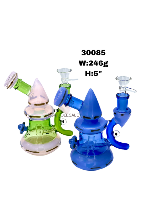 Small Recycler Glass Bong Water Pipe 5"