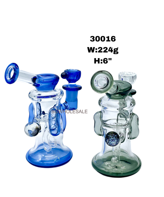 6" Premium Glass Dab Rig Perc Water Pipe