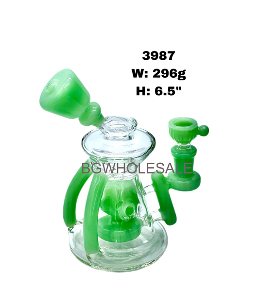 6.5" Recycler Showerhead Perc Glass Dab Rig