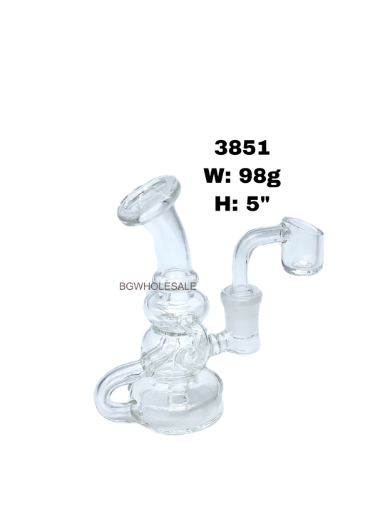 5" Clear Glass Recycler Dab Rig with Quartz Banger