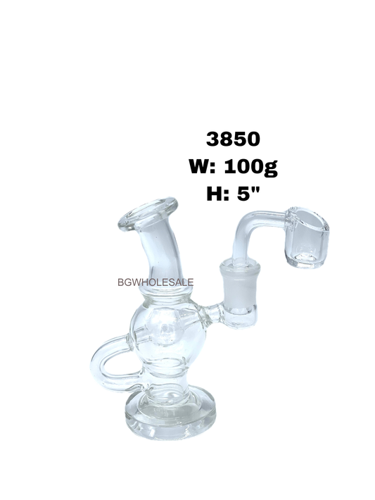 5" Small Recycler Glass Dab Rig with Quartz Banger