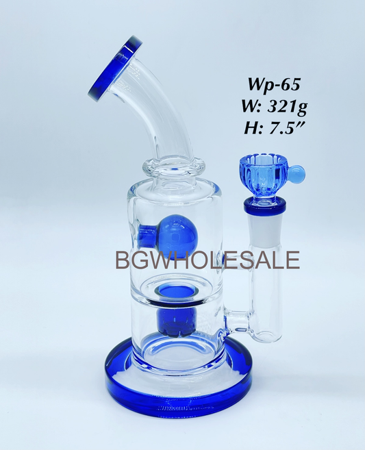 7.5" Dual Chamber Glass Perc Bong