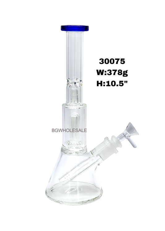 10.5" Clear Glass Water Pipe Dual Perc Bong
