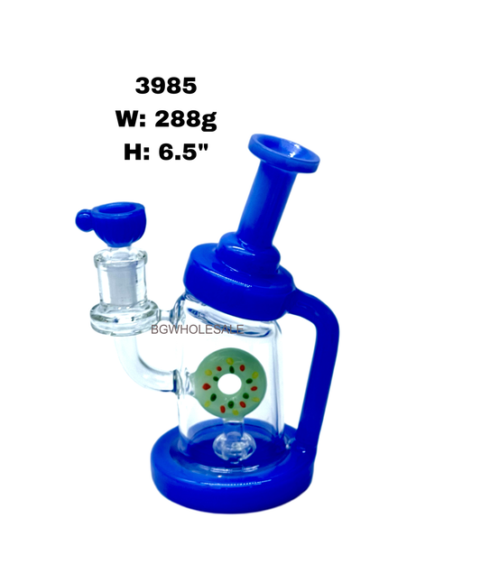 6.5" Donut Perc Glass Recycler Water Pipe