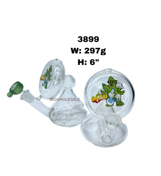 6" Inline Perc Glass Beaker Water Pipe