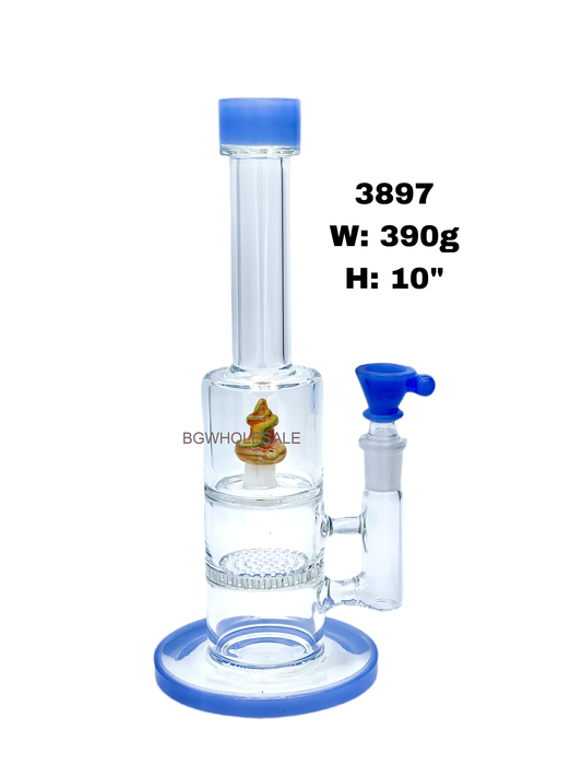 Honeycomb Disc Perc Bong Glass Water Pipe 10"