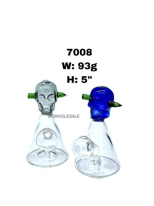 Colored Skull  Head Glass Sniffer 5"
