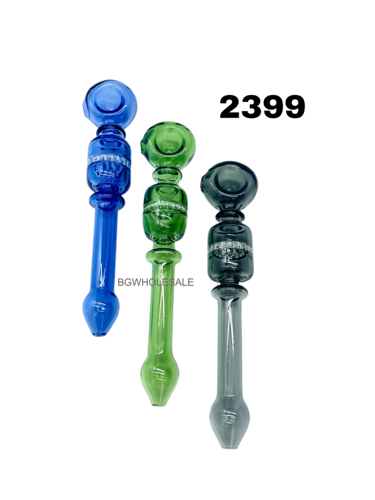 Colored Glass Spoon Hand Pipe with Honeycomb Percolator