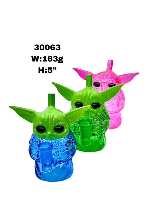 5" Colored Yoda Glass Water Pipe