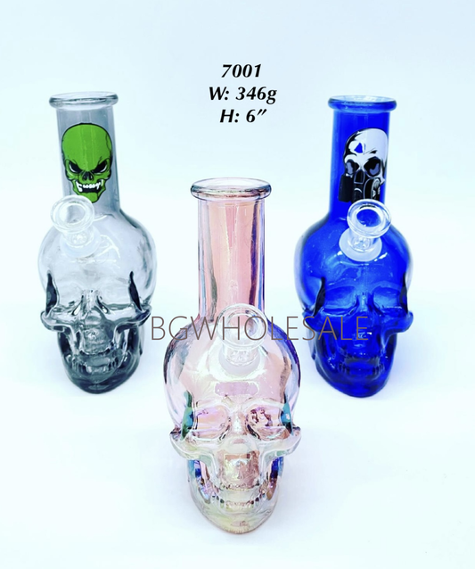 6" Skull Bong with Sticker