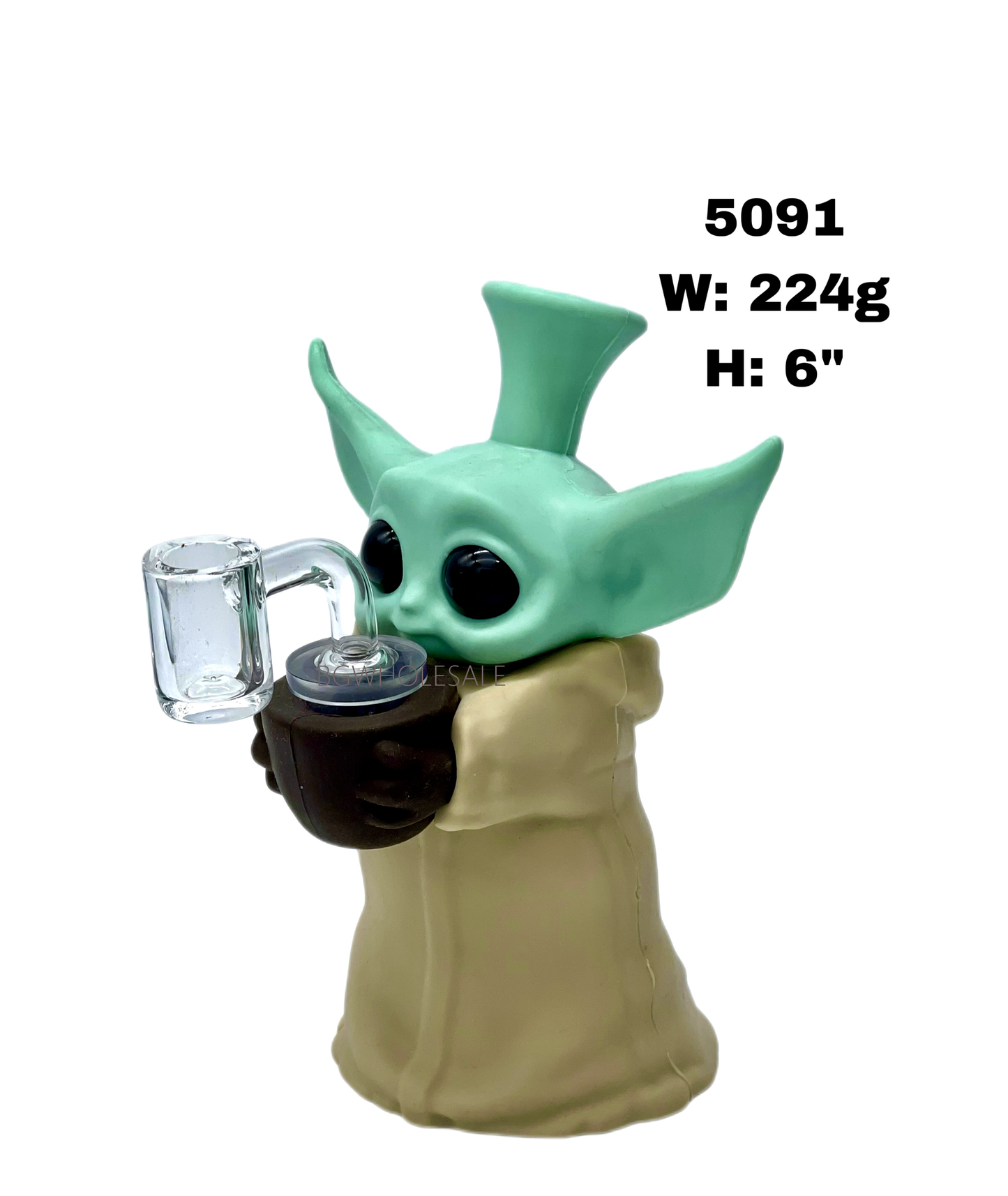 6" Silicone Smoking Water Pipe Yoda Design