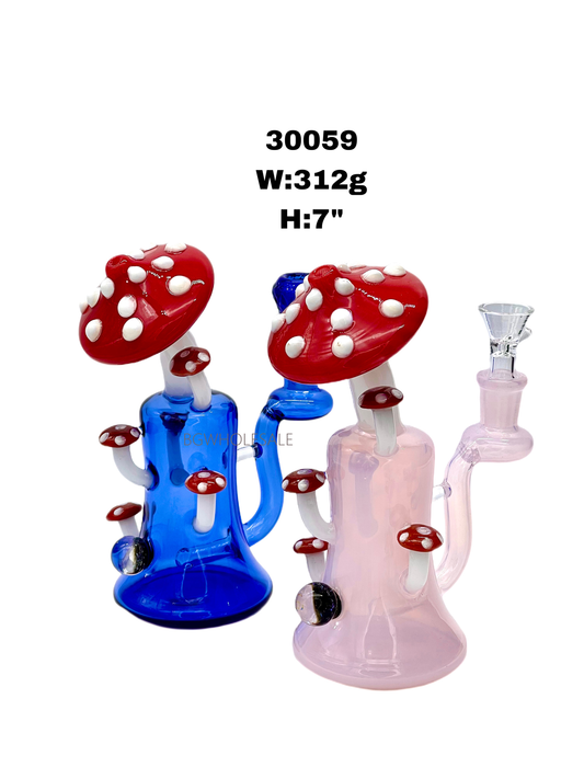 7" Colored Mushroom Glass Bong Water Pipe