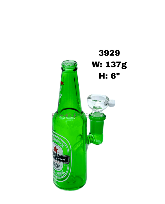 Small Glas Beer Bottle Water Pipe 6"