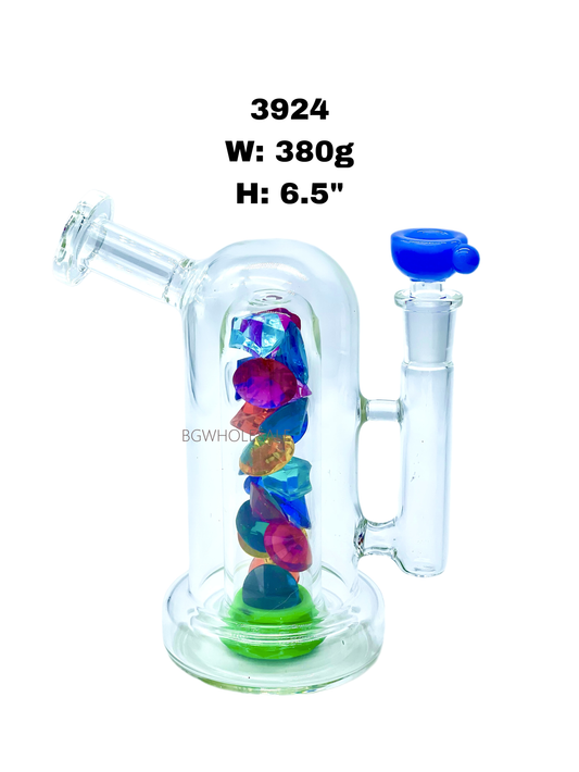 6.5" Dome Glass Bong with Colorful Diamond Perc