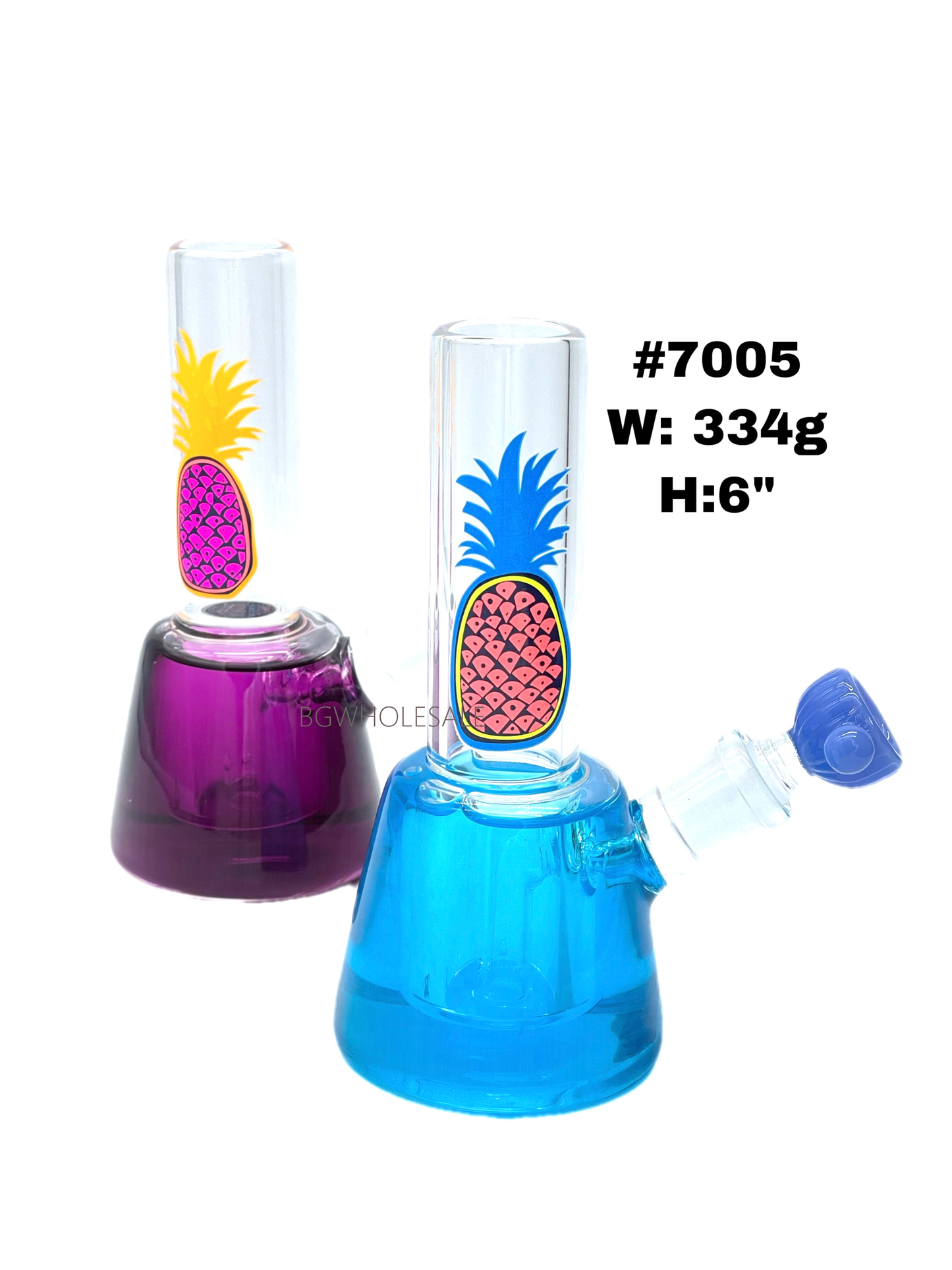 6" Freezable Glass Bong with Pineapple Sticker