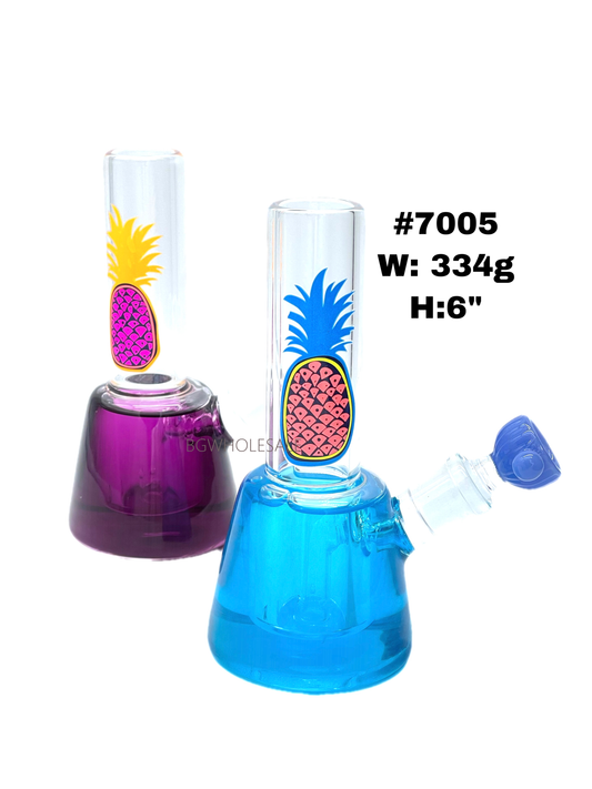 6" Freezable Glass Bong with Pineapple Sticker