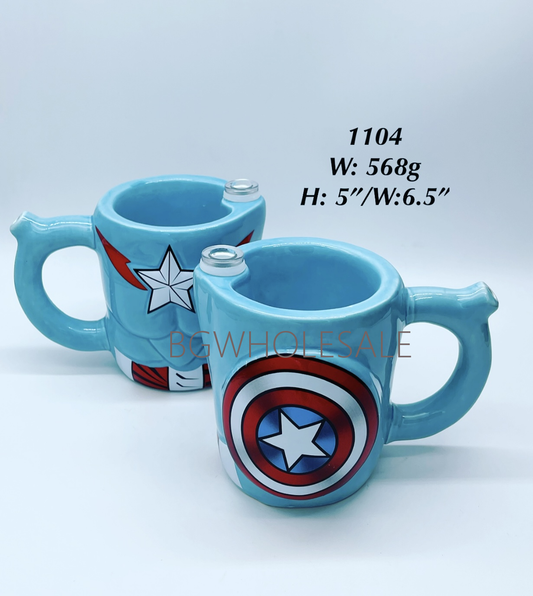 Captain America Ceramic Mug Cup Smoking Pipe
