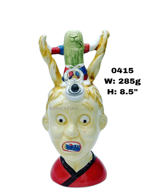Pickle Rick Ceramic Water Pipe 8.5"