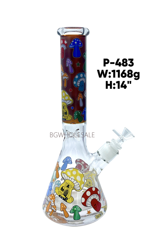 14" Mushroom Glass Beaker Water Pipe with Ice Catcher