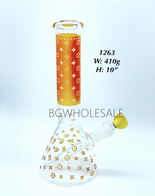 10" Glass Beaker Bong with Glassic Patterns