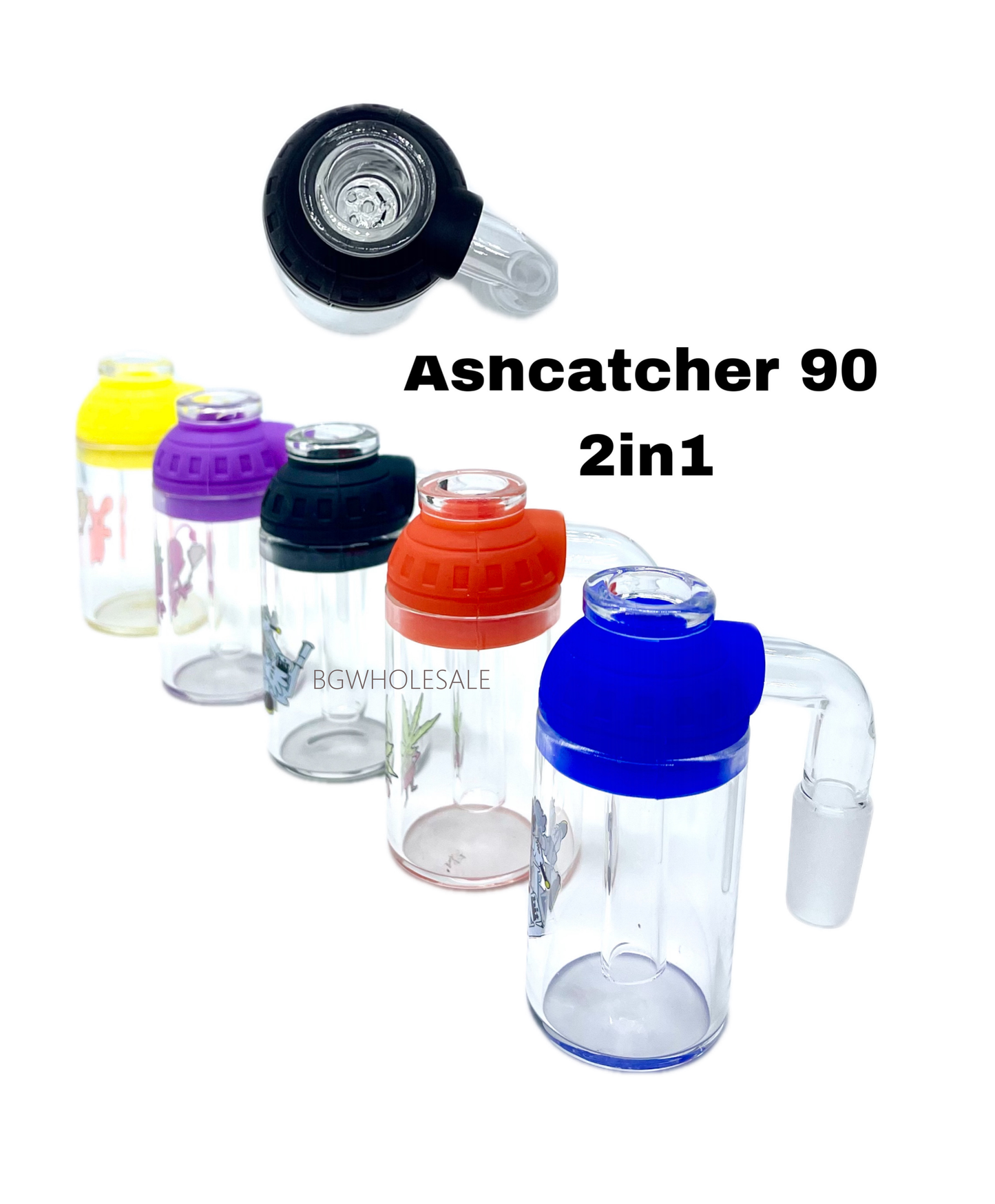 2 in 1 Ashcatcher Silicone and Glass Assembled