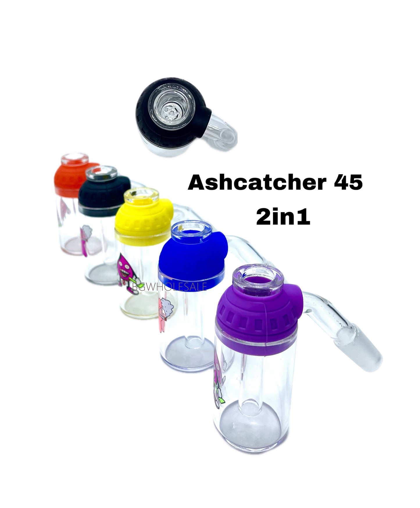2 in 1 Ashcatcher Silicone and Glass Assembled