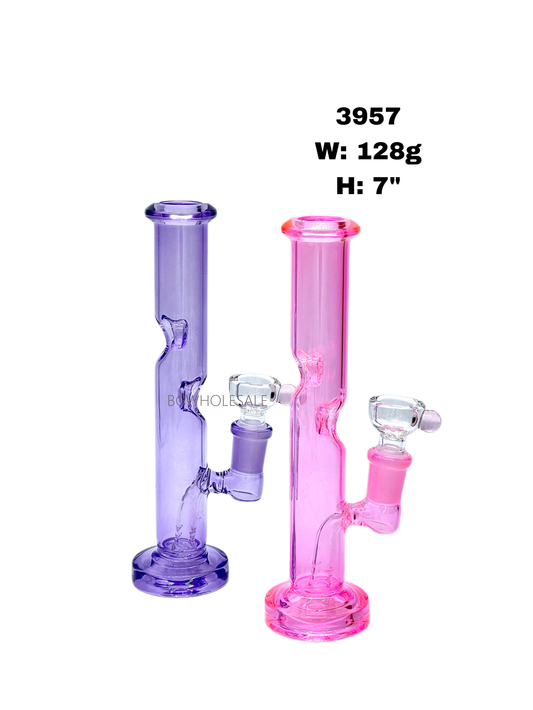 7" Slim Straight Tube Glass Bong Water Pipe