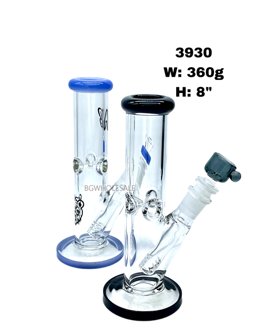 8" Straight Tube Glass Bong Water Pipe with Stickers