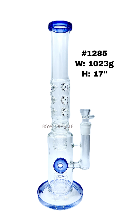 17" Straight Tube Bong Percolator Water  Pipe with Triple Ice Catchers