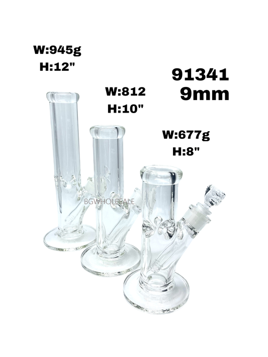 Clear Glass Straight Tube Bong Water  Pipe