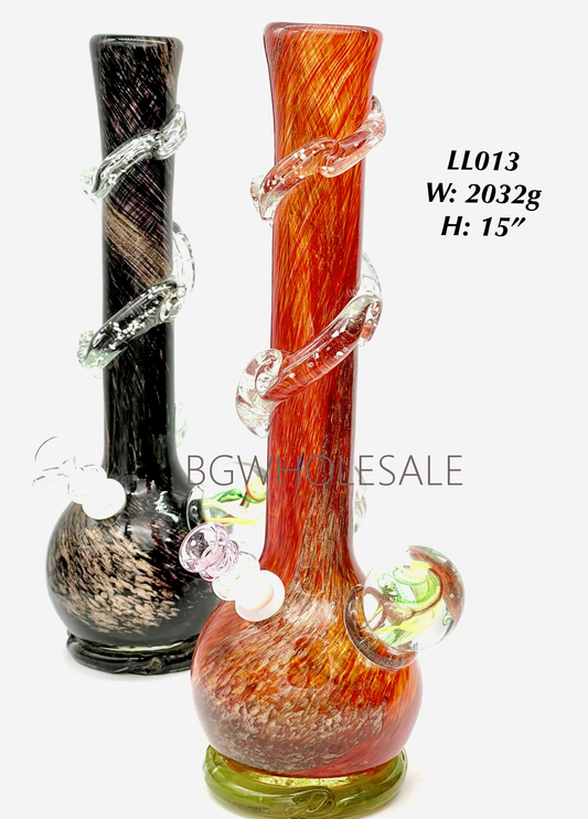 15" Soft Glass Bong Water Pipe with Glow in the Dark Wrap and Ball