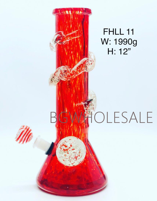 12" Soft Glass Beaker Bong Water Pipe with Glow in the Dark Wrap and Ball