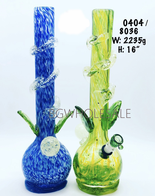 16" Huge Heavy Soft Glass Water Pipe Glow in the Dark Wrap