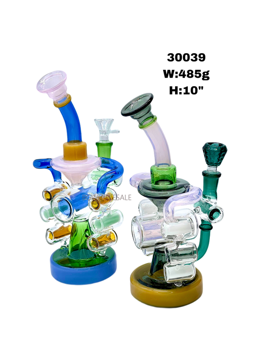 10" Premium Recycler Glass Dab Rig Smoking Water Pipe