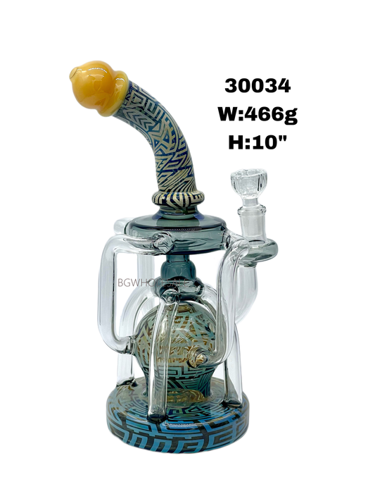 10" Premium Pattern Recycler Glass Dab Rig