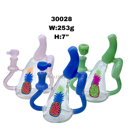 7" Pineapple Sticker Recycler Glass Dab Rig