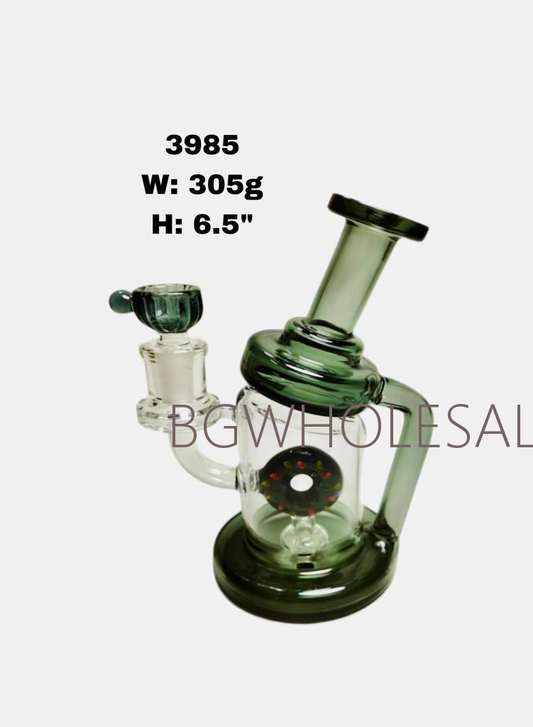 6" Donut Percolator Recycler Glass Dab Rig