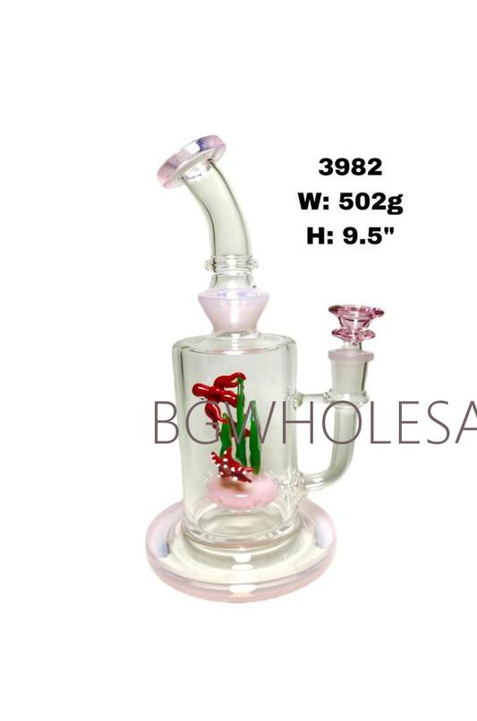 9.5" Octopus and Sea Star Perc Recycler Glass Dab Rig