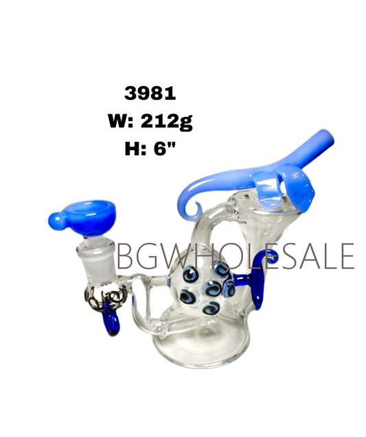6" Recycler Glass Dab Rig Smoking Water Pipe
