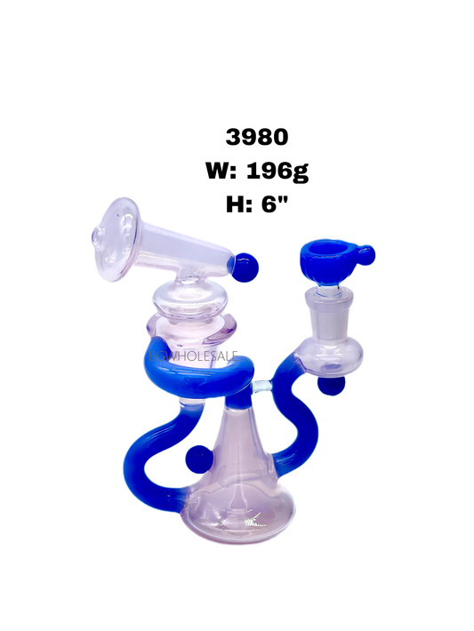 6" Recycler Glass Dab Rig Smoking Water Pipe